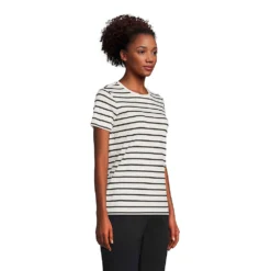 Supima Kurzarm-Shirt Mit Rundem Ausschnitt Für Damen -Lands' End Verkaufsgeschäft 411450 LEPP FS AUO