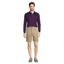 Supima Langarm-Polo Für Herren, Classic Fit -Lands' End Verkaufsgeschäft 432097 LEPP F1 BKY