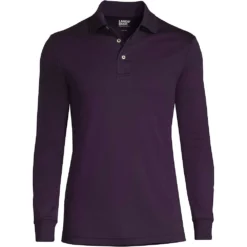 Supima Langarm-Polo Für Herren, Classic Fit -Lands' End Verkaufsgeschäft 432097 LEPP LF BKY