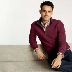 Zipper-Pullover Aus Bedford-Ripp Für Herren