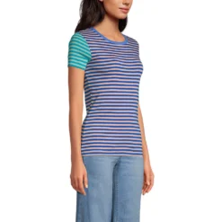 Kurzarm-Baumwollrippshirt Mit Rundhalsausschnitt -Lands' End Verkaufsgeschäft 475582 LEPP FS 9XR