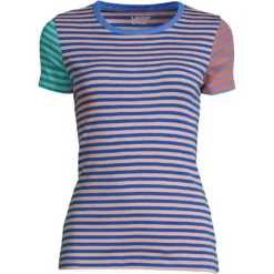 Kurzarm-Baumwollrippshirt Mit Rundhalsausschnitt