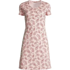 Knielanges Supima Kurzarm-Nachthemd Für Damen -Lands' End Verkaufsgeschäft 482045 LEPP LF Z0G