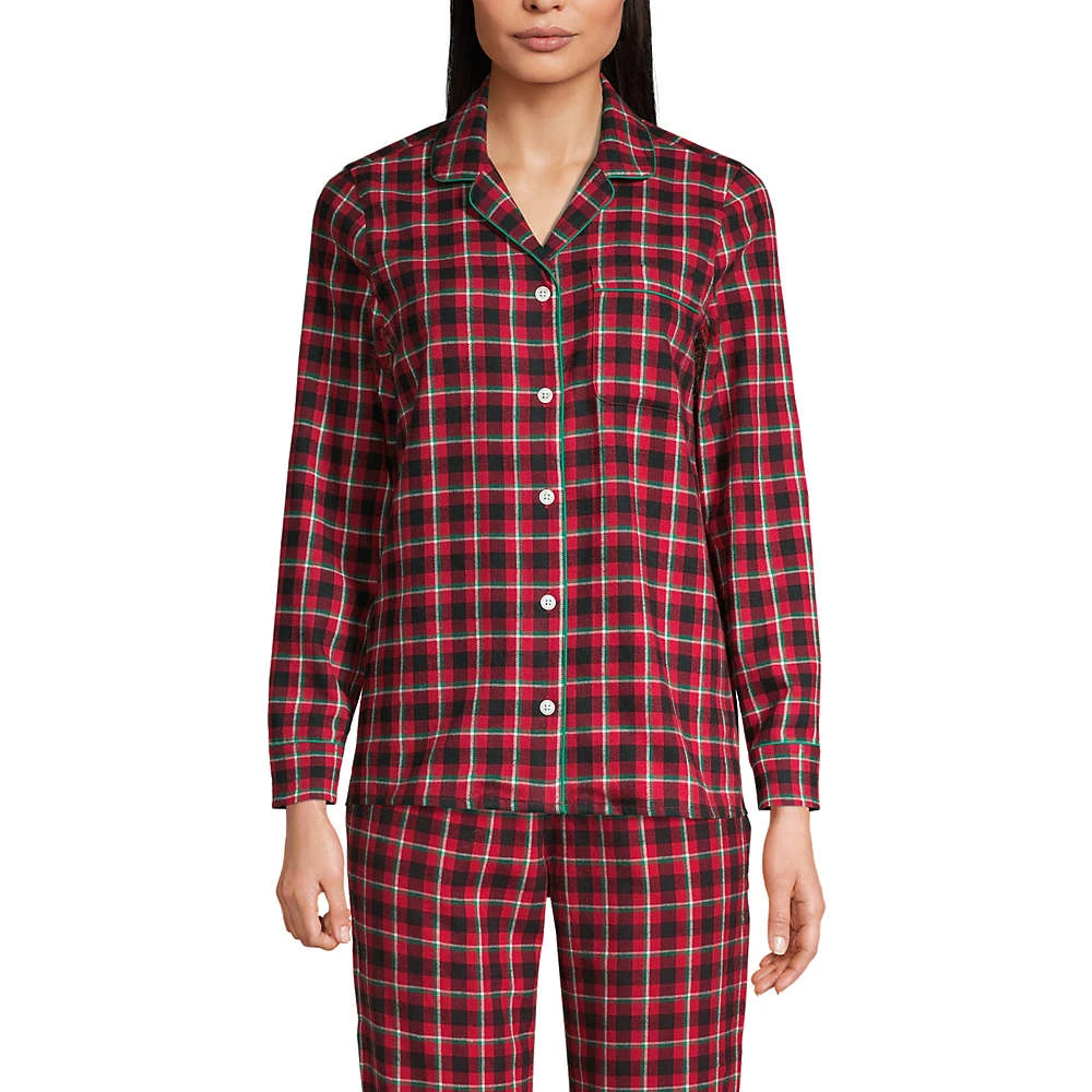 Gemustertes Flanell-Pyjamahemd Für Damen In Normalgröße 1 Gemustertes Flanell-Pyjamahemd Für Damen In Normalgröße