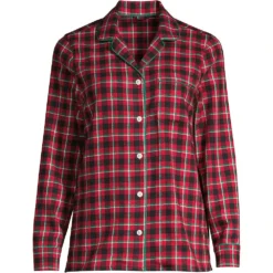 Gemustertes Flanell-Pyjamahemd Für Damen In Normalgröße 9 Gemustertes Flanell-Pyjamahemd Für Damen In Normalgröße -Lands' End Verkaufsgeschäft 503676 LEPP LF 3PL