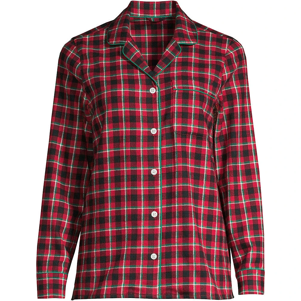 Gemustertes Flanell-Pyjamahemd Für Damen In Normalgröße 5 Gemustertes Flanell-Pyjamahemd Für Damen In Normalgröße – Bild 5