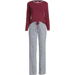 Gemustertes Jersey Pyjama-Set -Lands' End Verkaufsgeschäft 504360 LEPP LF 2ZE
