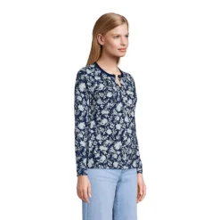 Gemusterter Supima Feinstrick-Cardigan -Lands' End Verkaufsgeschäft 511764 LEPP FS 3T3