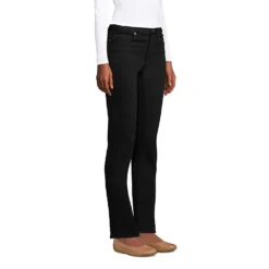 Schwarze Straight Fit Jeans Mid Waist Für Damen -Lands' End Verkaufsgeschäft 511905 LEPP FS BLA