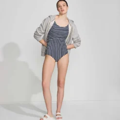 Komfort-Badeanzug CHLORRESISTENT Mit Soft Cups Und Colorblock-Streifen