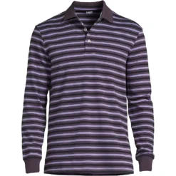 Gestreiftes Supima Langarm-Polo Mit Stretch Für Herren, Classic Fit