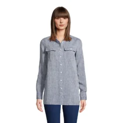 Leinen-Hemdbluse Im Worker-Stil Für Damen