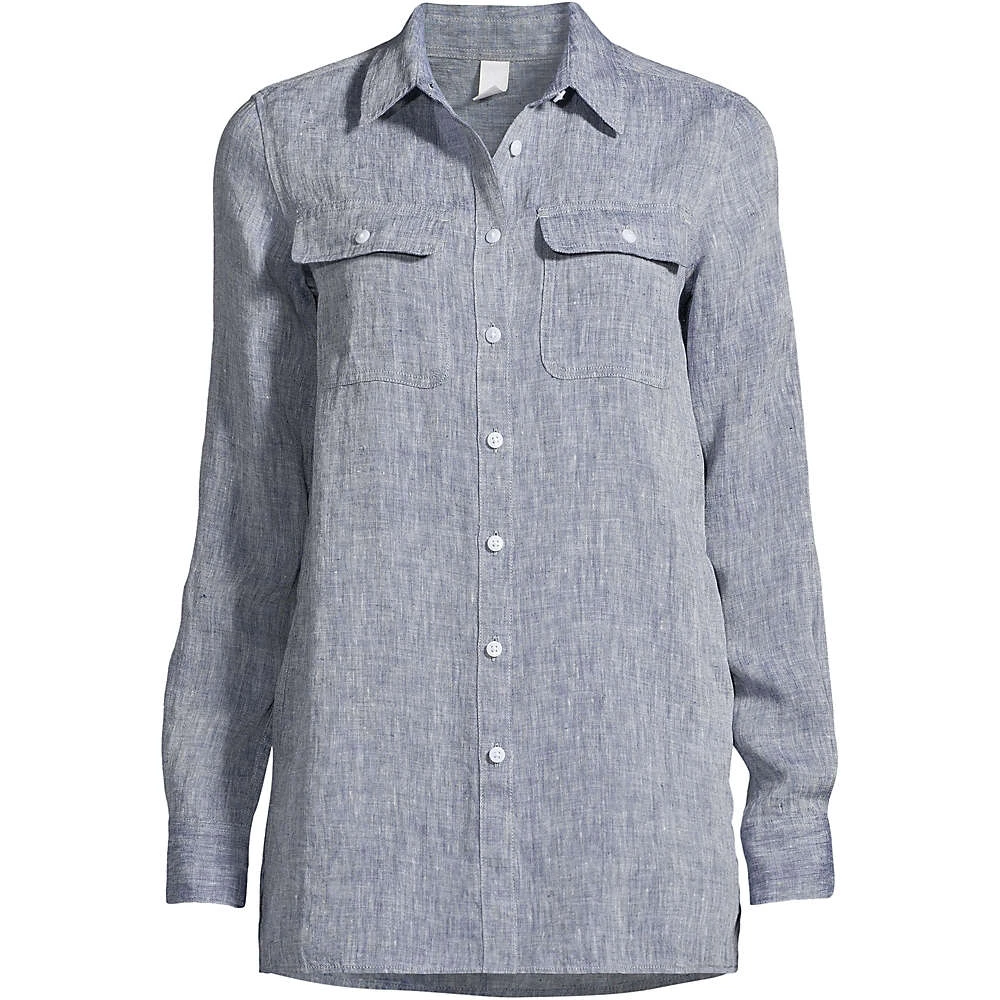 Leinen-Hemdbluse Im Worker-Stil Für Damen 2 Leinen-Hemdbluse Im Worker-Stil Für Damen – Bild 2