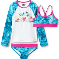 Bikini Und Langarm-Badeshirt Im Set, 3-teilig, Für Mädchen