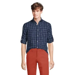 Leinenhemd Mit Rollärmeln Für Herren -Lands' End Verkaufsgeschäft 522809 LEPP F1 1TM