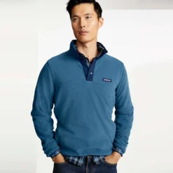 Fleecepullover Mit Druckknopfleiste Für Herren -Lands' End Verkaufsgeschäft 525988 LEPP LS 9BA