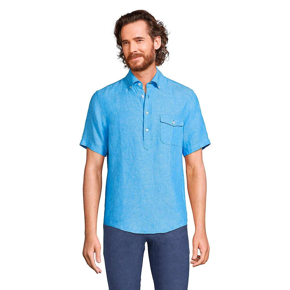 Kurzarm-Leinenhemd Mit Brusttasche Für Herren, Classic Fit 1 Kurzarm-Leinenhemd Mit Brusttasche Für Herren, Classic Fit