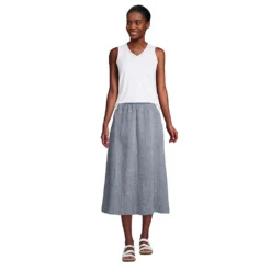 Leinen-Midirock Für Damen -Lands' End Verkaufsgeschäft 530023 LEPP F1 OMU