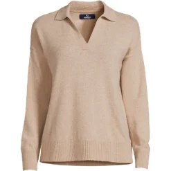 Relaxter Kaschmir-Polopullover Für Damen -Lands' End Verkaufsgeschäft 533345 LEPP LF 6T4