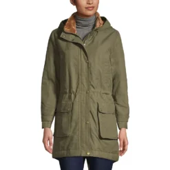 Wasserabweisender Baumwoll-Parka Mit Webpelzfutter Für Damen