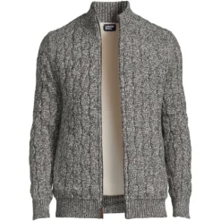 Strickjacke Mit Zopfmuster Und Teddy-Fleecefutter Für Herren -Lands' End Verkaufsgeschäft 534087 LEPP LF 2T6