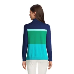 Feinstrick-Rollkragenpullover Gestreift Für Damen -Lands' End Verkaufsgeschäft 534204 LEPP FB 7NR
