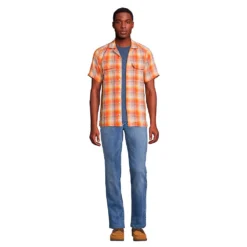 Blake Shelton X Lands' End Kurzarm-Leinenhemd Für Herren, Classic Fit -Lands' End Verkaufsgeschäft 535613 LEPP F1 GTM