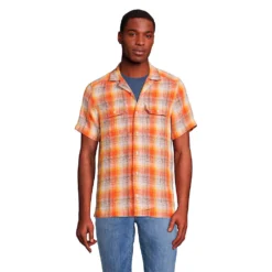 Blake Shelton X Lands' End Kurzarm-Leinenhemd Für Herren, Classic Fit -Lands' End Verkaufsgeschäft 535613 LEPP FF GTM