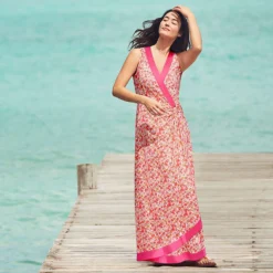 Ärmelloses Maxi-Wickelkleid Aus Baumwolle/Modal-Mix Für Damen