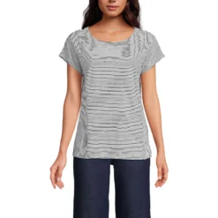 Baumwoll-Jerseyshirt Mit Kurzen Ärmeln Für Damen -Lands' End Verkaufsgeschäft 537721 LEPP FF JWK