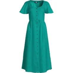 Leinenkleid Mit Knöpfen Für Damen