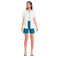Baumwoll-Jerseybluse Mit Lochmuster Für Damen -Lands' End Verkaufsgeschäft 538262 LEPP F1 WHI