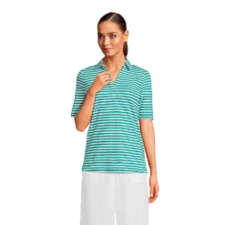 Poloshirt Aus Leinenmix Mit Halblangen Ärmeln Für Damen