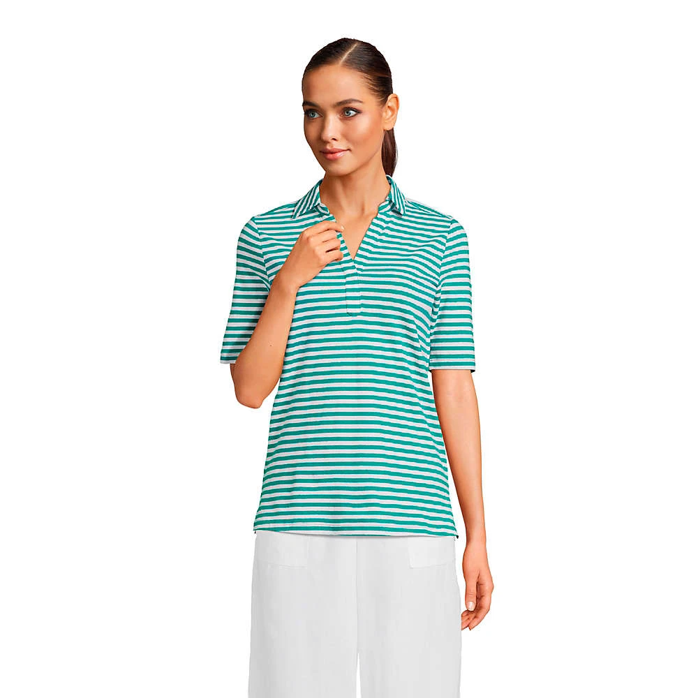 Poloshirt Aus Leinenmix Mit Halblangen Ärmeln Für Damen 1 Poloshirt Aus Leinenmix Mit Halblangen Ärmeln Für Damen