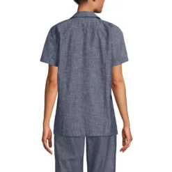 Light Denim Kurzarm-Bluse Für Damen -Lands' End Verkaufsgeschäft 538357 LEPP FB UQE
