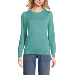Baumwollpullover Mit Puffärmeln Für Damen -Lands' End Verkaufsgeschäft 540110 LEPP FF O31
