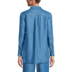 Leichte TENCEL Langarm Hemdbluse Für Damen -Lands' End Verkaufsgeschäft 540139 LEPP FB SIN