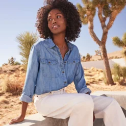 Leichte TENCEL Langarm Hemdbluse Für Damen