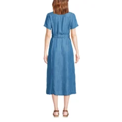 Leichtes Tencel Midi-Hemdblusenkleid Für Damen -Lands' End Verkaufsgeschäft 540195 LEPP FB SIN