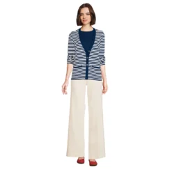 Baumwoll-Feinstrickpullover Mit Kurzen Ärmeln Für Damen -Lands' End Verkaufsgeschäft 541608 LEPP F1 HME