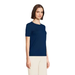 Baumwoll-Feinstrickpullover Mit Kurzen Ärmeln Für Damen -Lands' End Verkaufsgeschäft 541608 LEPP FS HME