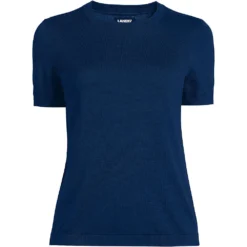 Baumwoll-Feinstrickpullover Mit Kurzen Ärmeln Für Damen