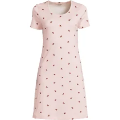 Knielanges Kurzarm-Nachthemd Aus Baumwolle Für Damen