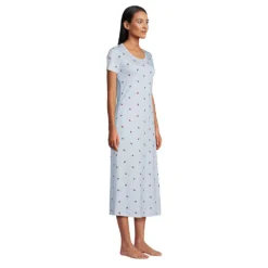 Wadenlanges Kurzarm-Nachthemd Aus Baumwolle Für Damen -Lands' End Verkaufsgeschäft 542714 LEPP FS 4WV