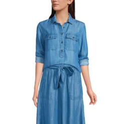 Tunika Im Worker-Stil Aus TENCEL Für Damen -Lands' End Verkaufsgeschäft 543460 LEPP FF SIN